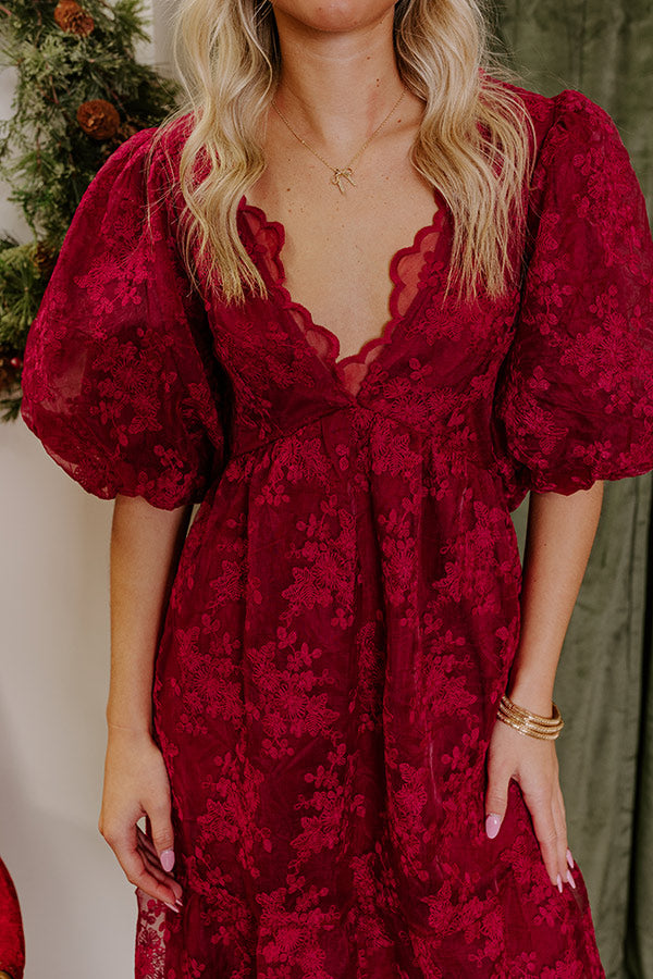 Premium Embroidered Mini Dress - Floral Vino Sippin' Style