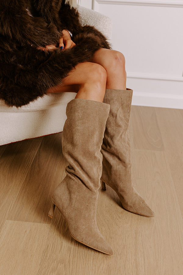 Premium Sadie Faux Suede Boots in Taupe - Ultimate Comfort & Style