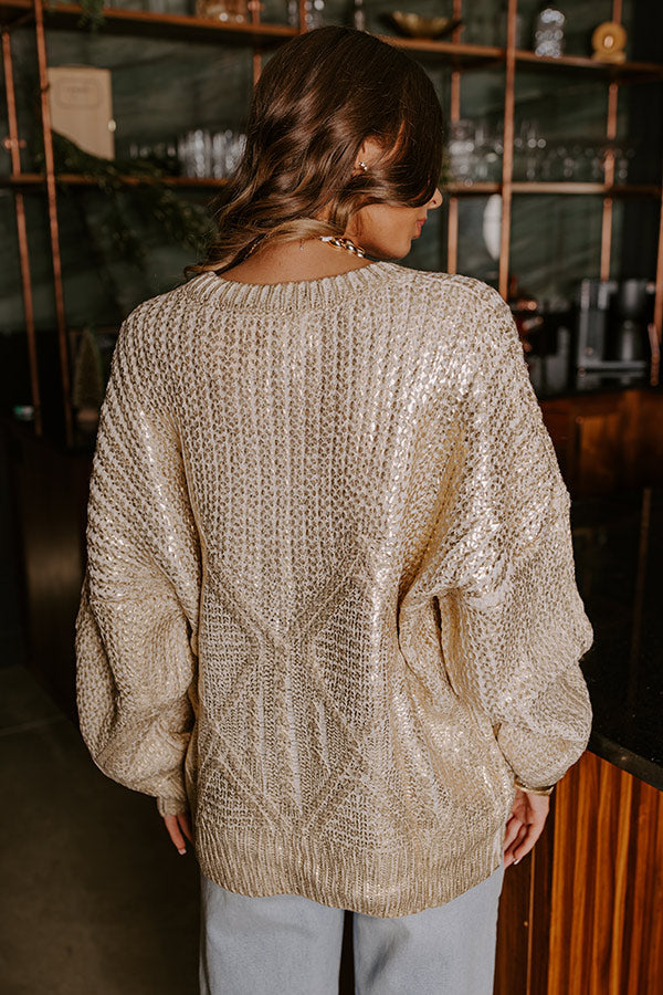 Premium Holiday Glow Metallic Knit Sweater