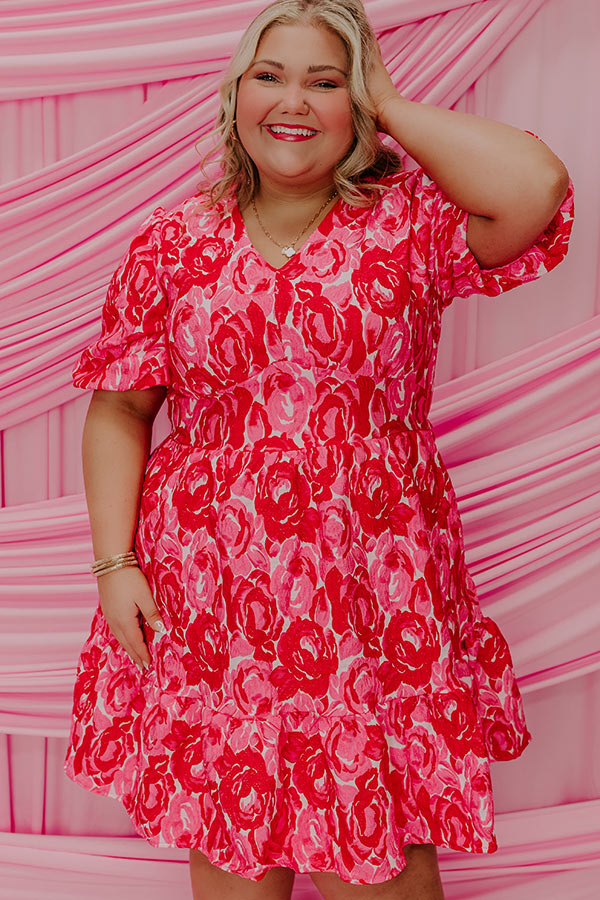 Ultimate Romantic Jacquard Mini Dress - Pocket Full Of Roses