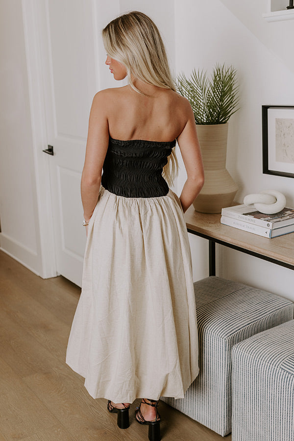 Premium Coastal Cove Linen Midi Dress - Ultimate Summer Style in Black