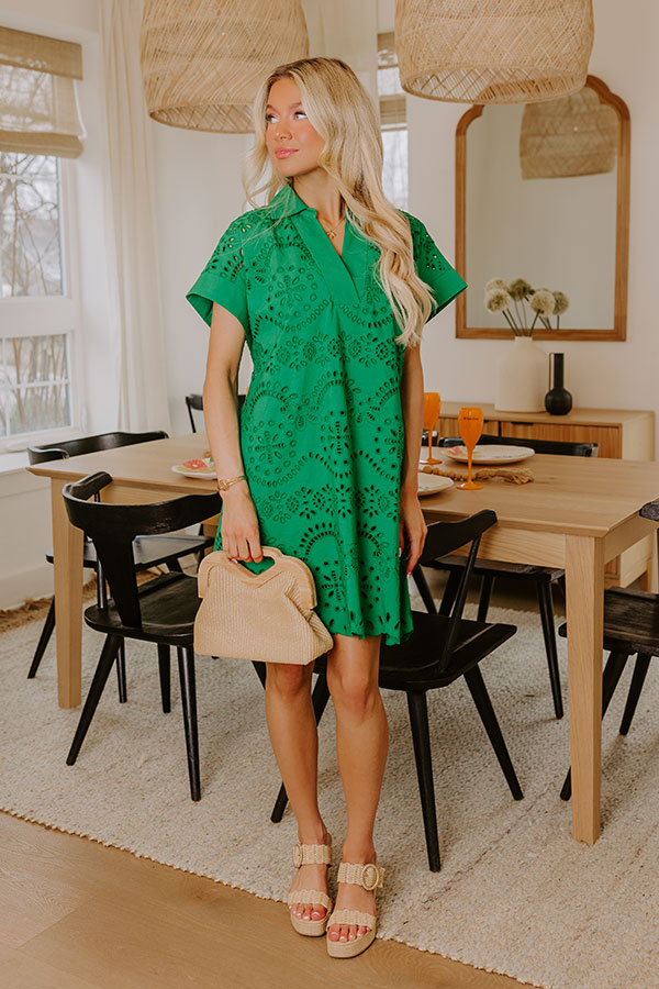 Premium Kelly Green Eyelet Mini Dress - Ultimate Summer Style