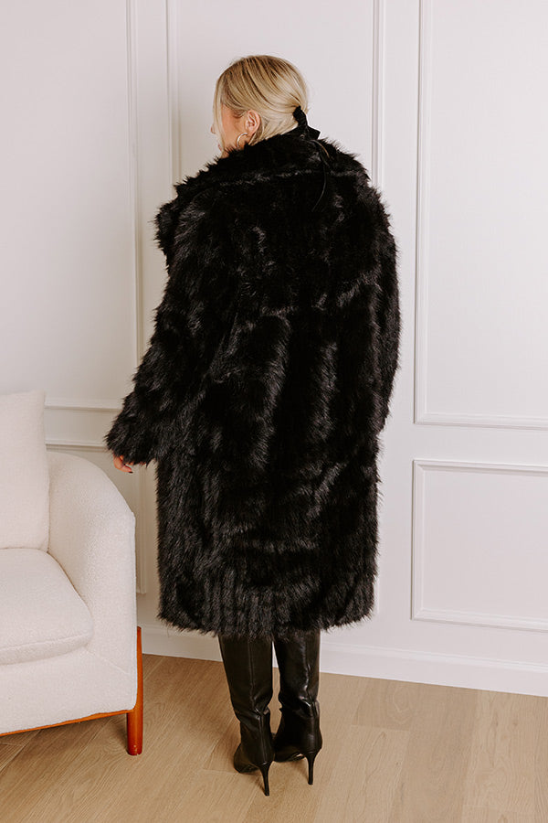 Premium Black Faux Fur Coat for Gala Nights