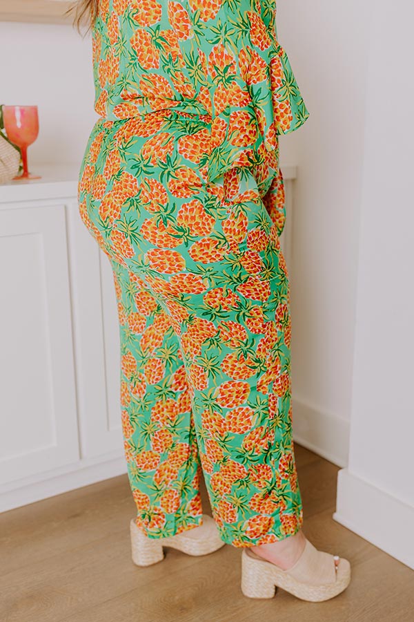 Premium High Waist Floral Print Pants - Plus Size Comfort