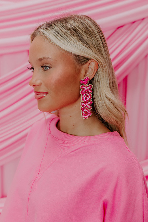 Premium XOXO Beaded Heart Earrings with Faux Pearl Accents