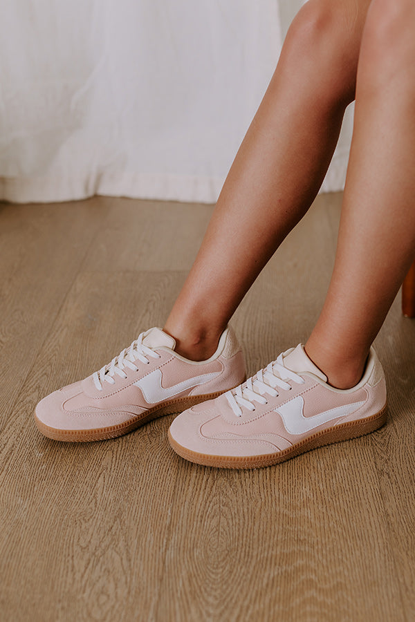 Premium Miley Faux Leather Sneakers in Blush - Upgrade Your Style