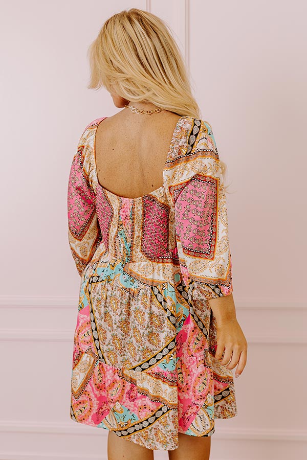 Ultimate Summer Serenade Satin Babydoll Mini Dress in Pink Curves