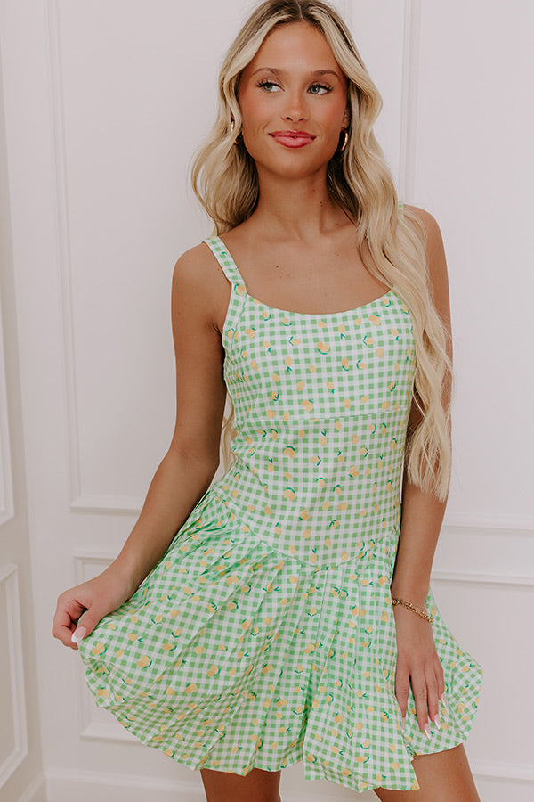 Premium French Market Stroll Athleisure Mini Dress in Lime | Effortless Style