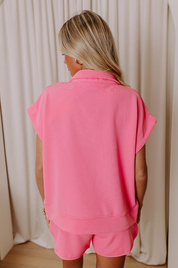 Premium Ribbed Relaxed Top - Bubblegum Pink