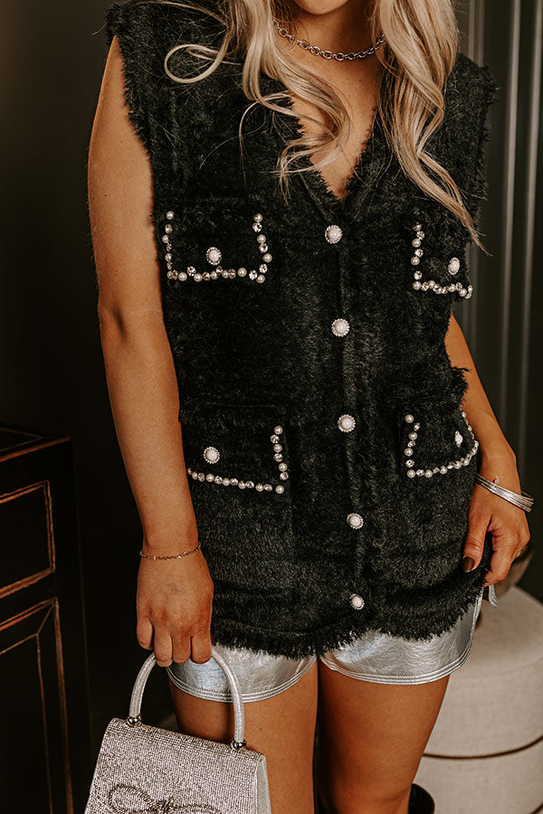 Ultimate Cozy Mindset Eyelash Knit Vest - Black