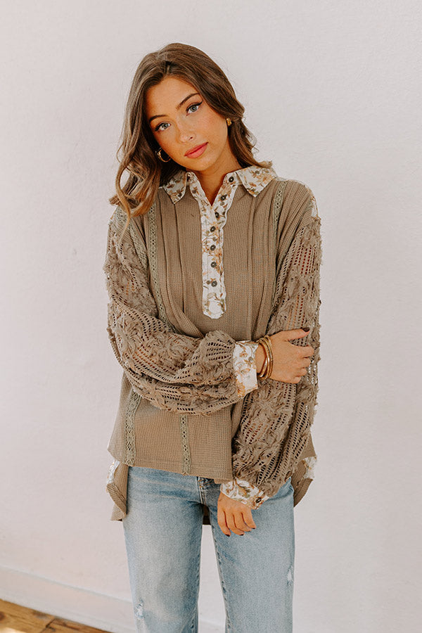 Premium Small Town Cafe Waffle Knit Top - Ultimate Cozy Style