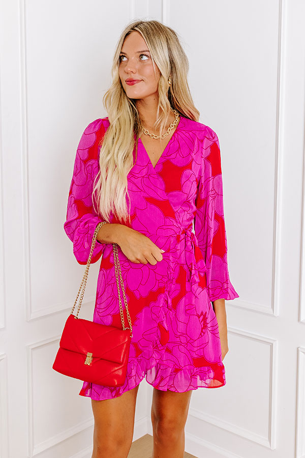 Premium Floral Wrap Dress for Dinner and a Movie