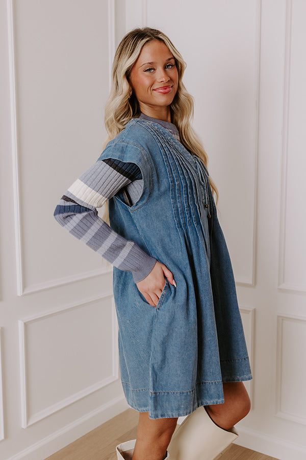 Premium Chambray Mini Dress - Small Town Charm