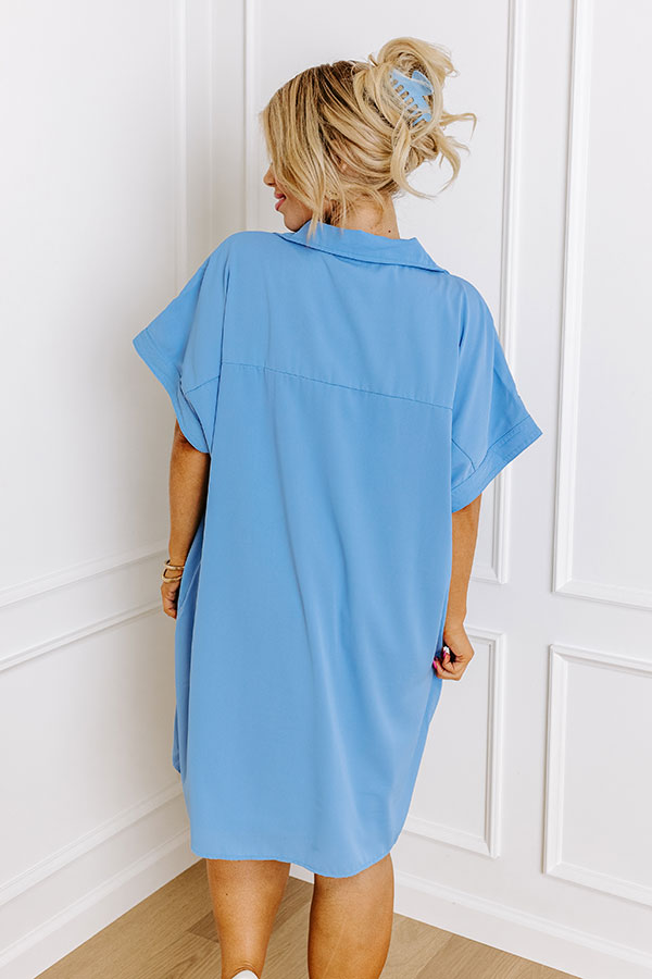 Premium Sky Blue Shift Dress - Effortless Radiance & Comfort