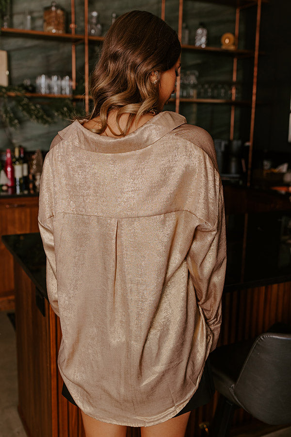 Premium Metallic Shine Button-Up Shirt