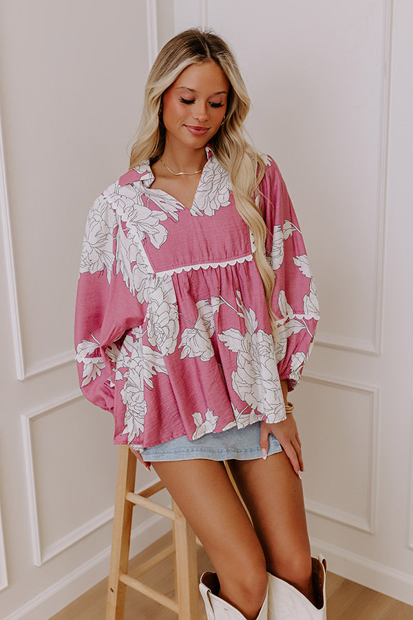 Ultimate Chic Floral Babydoll Top - Blush Elegance