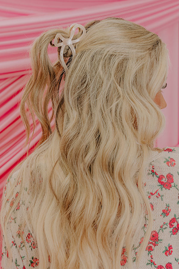 Premium Coquette Cutie Bow Hair Claw Clip - Champagne Gold