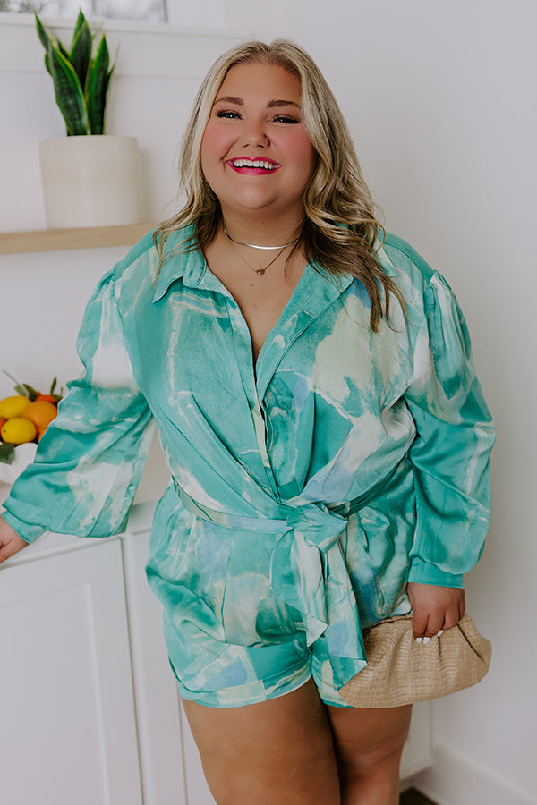 Premium Satin Romper - Chic Watercolor Print