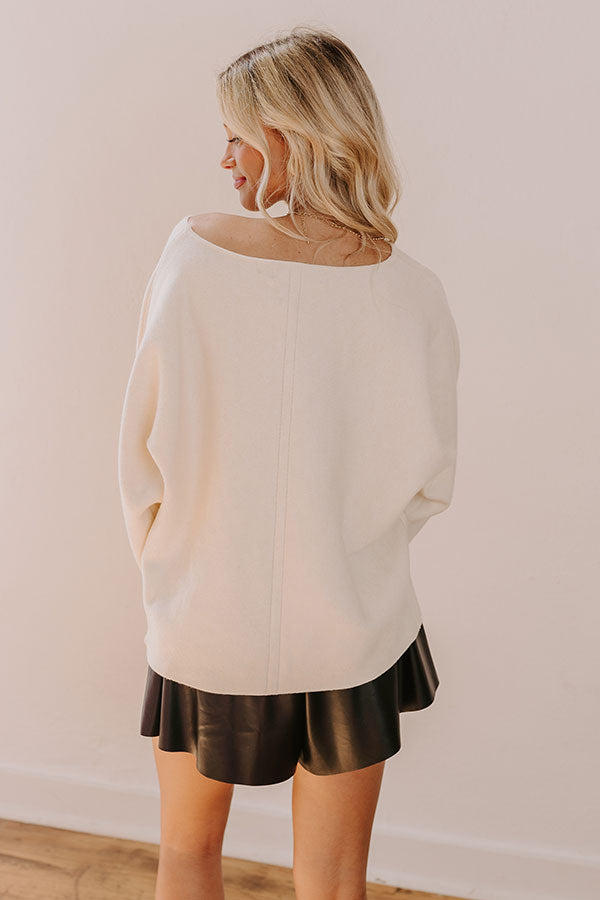 Premium Cafe Social Knit Sweater Top in Cream | Ultimate Style for Cool Weather