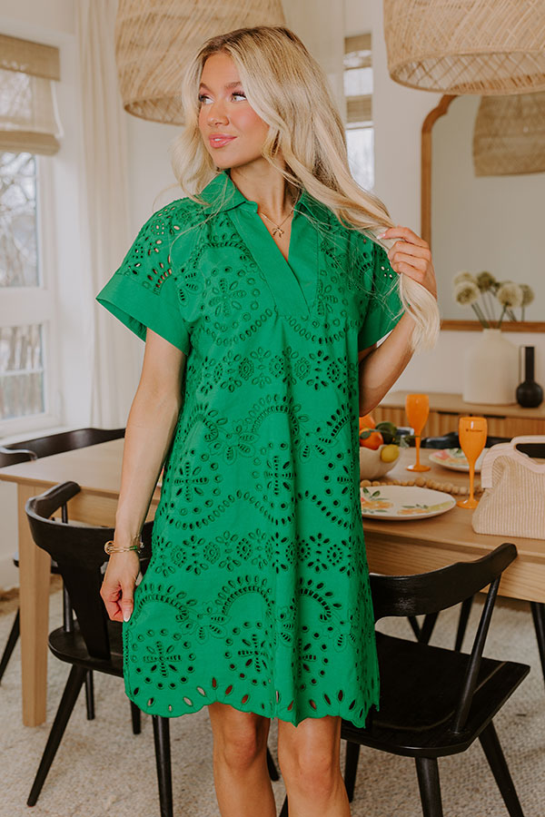 Premium Kelly Green Eyelet Mini Dress - Ultimate Summer Style
