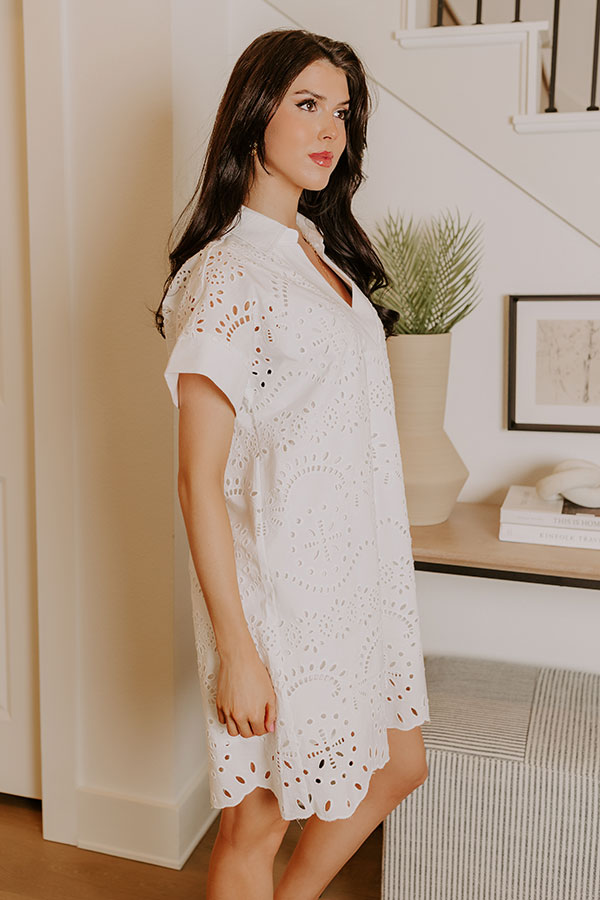 Ultimate Charm White Eyelet Mini Dress