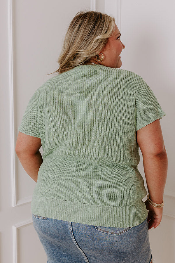 Premium Boho Blooms Knit Top - Sage Curves Design