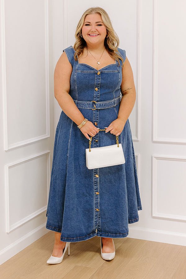 Premium Downtown Denim Maxi Dress - Effortless Style for Curves