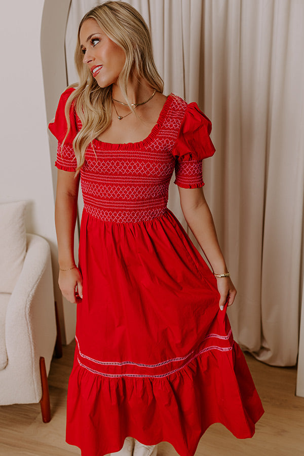 Premium Margarita Mood Smocked Midi Dress