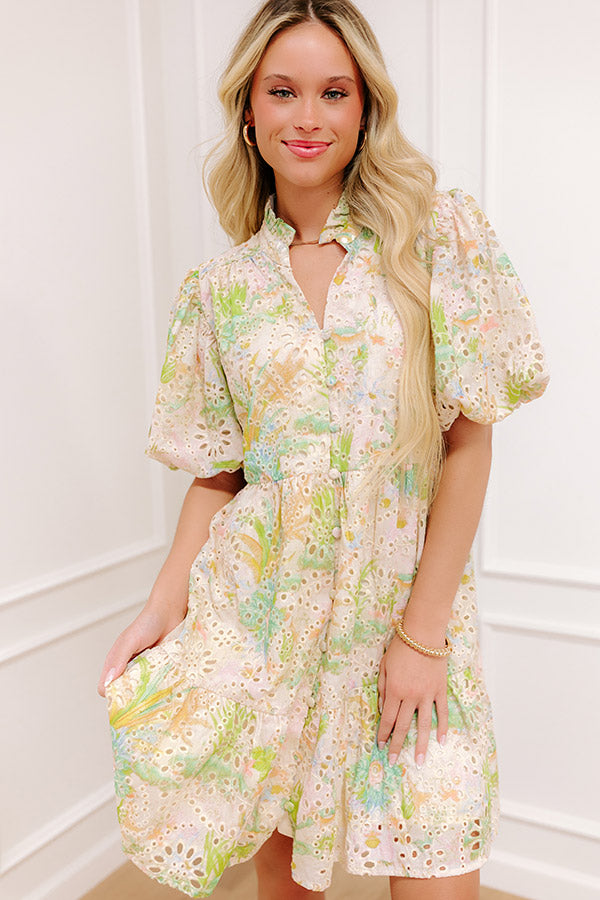 Ultimate Springtime Grace Floral Eyelet Mini Dress
