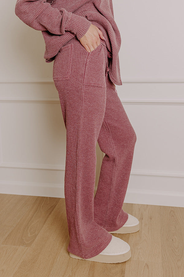 Ultimate Cozy Haven High Waist Vintage Wash Knit Pants in Sangria - Upgrade Your Casual Style