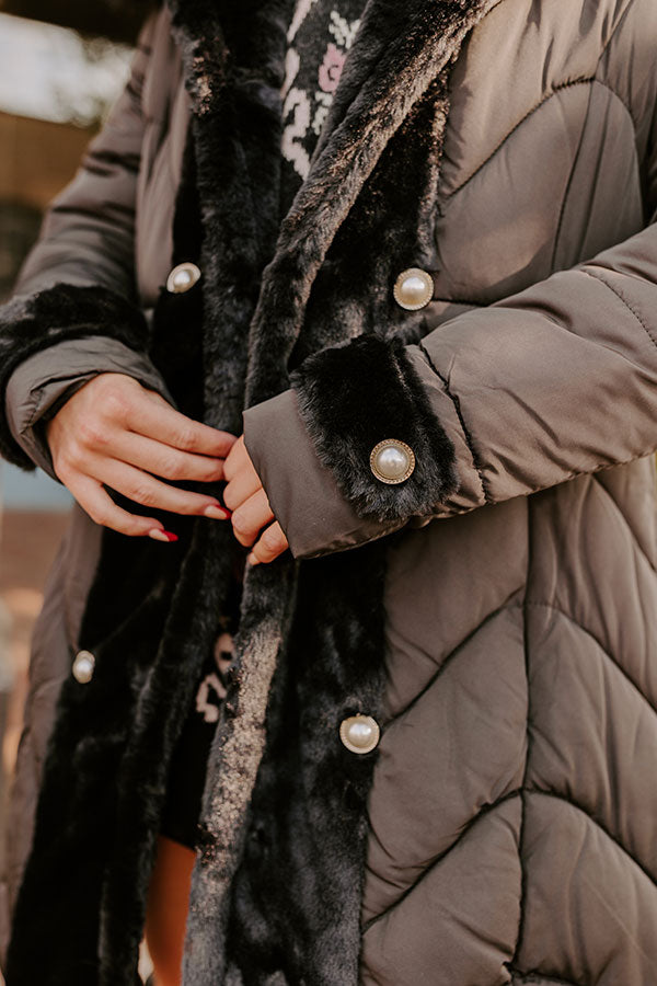 Premium Luxe Puffer Coat with Faux Fur & Pearl Accents
