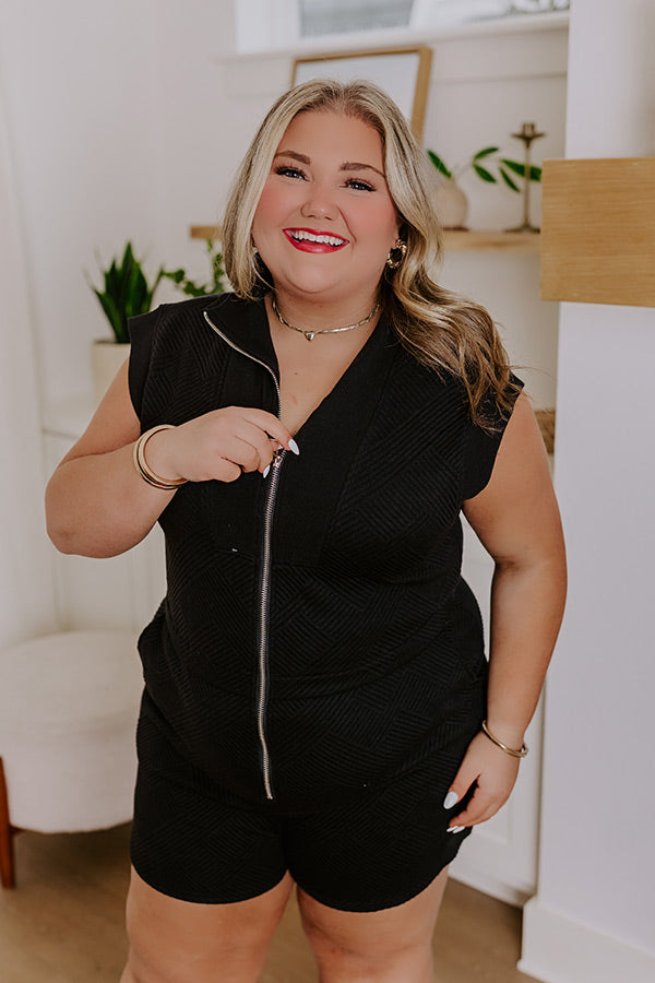 Premium Black Curves Coffee Run Cutie Romper - Ultimate Style Upgrade