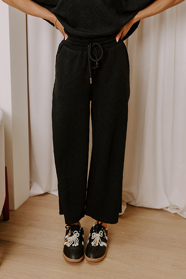 Premium High Waist Knit Lounge Pants - Black Diamond Luxe