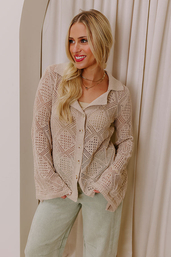 Premium Tucson Sunsets Pointelle Knit Top - Ultimate Casual Chic