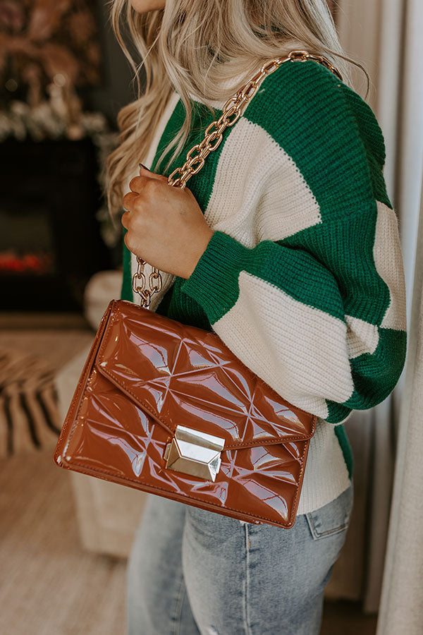 Ultimate Chic Patent Quilted Purse in Camel