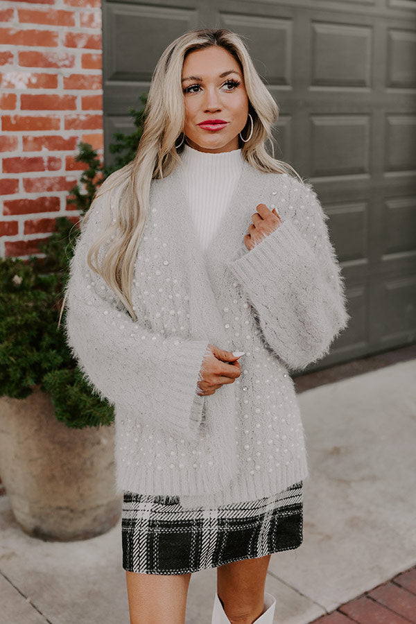 Premium Fall Gratitude Embellished Cardigan - Cozy Grey