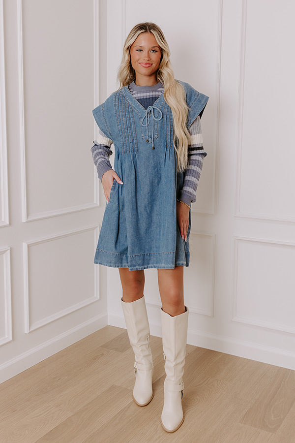 Premium Chambray Mini Dress - Small Town Charm