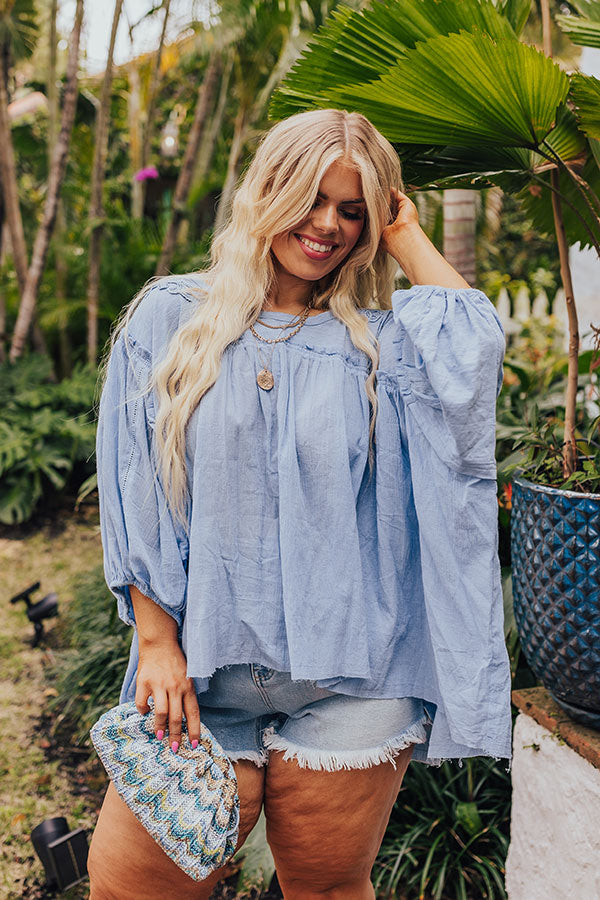 Premium Serenity Song Babydoll Top - Sky Blue Curves