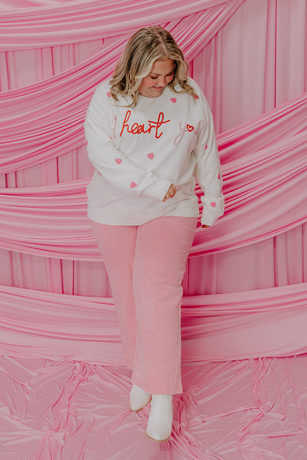 Ultimate 'I Heart You' Embroidered Sweater - Premium Curves Fit