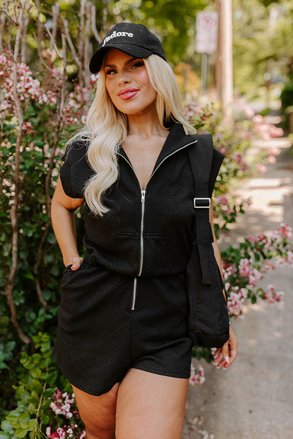 Premium Black Curves Coffee Run Cutie Romper - Ultimate Style Upgrade