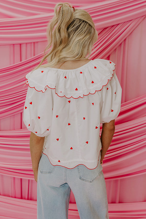 Ultimate Romantic Candy Hearts Embroidered Top - White