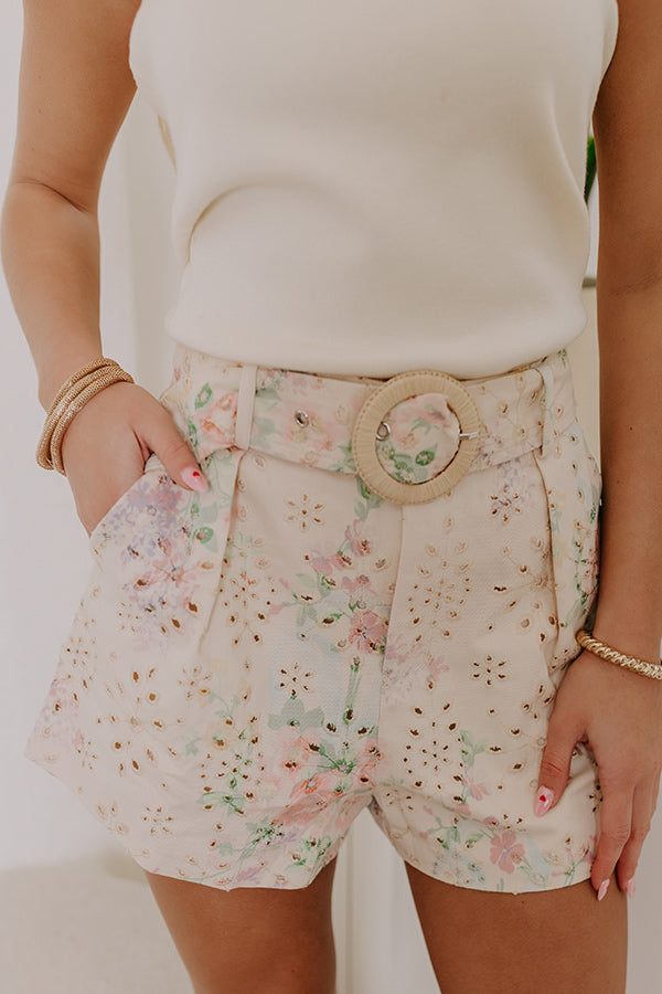 Premium Flora High Waist Eyelet Shorts - Ultimate Feminine Style