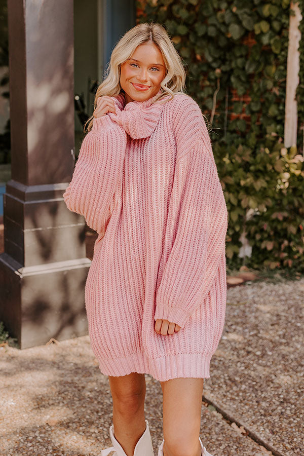 Ultimate Cozy Espresso Martini Sweater Dress - Pink