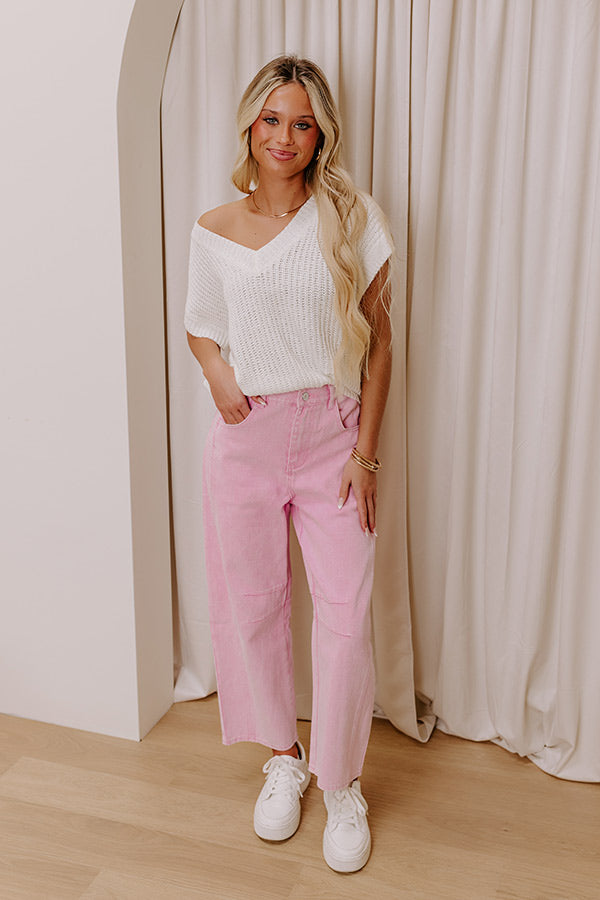 Ultimate Cristy High Waist Wide Leg Jean in Trendy Pink