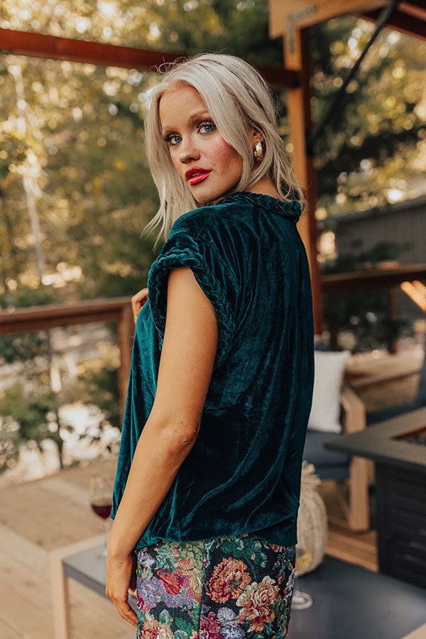 Premium Velvet Shift Top in Hunter Green - Ultimate Glamour