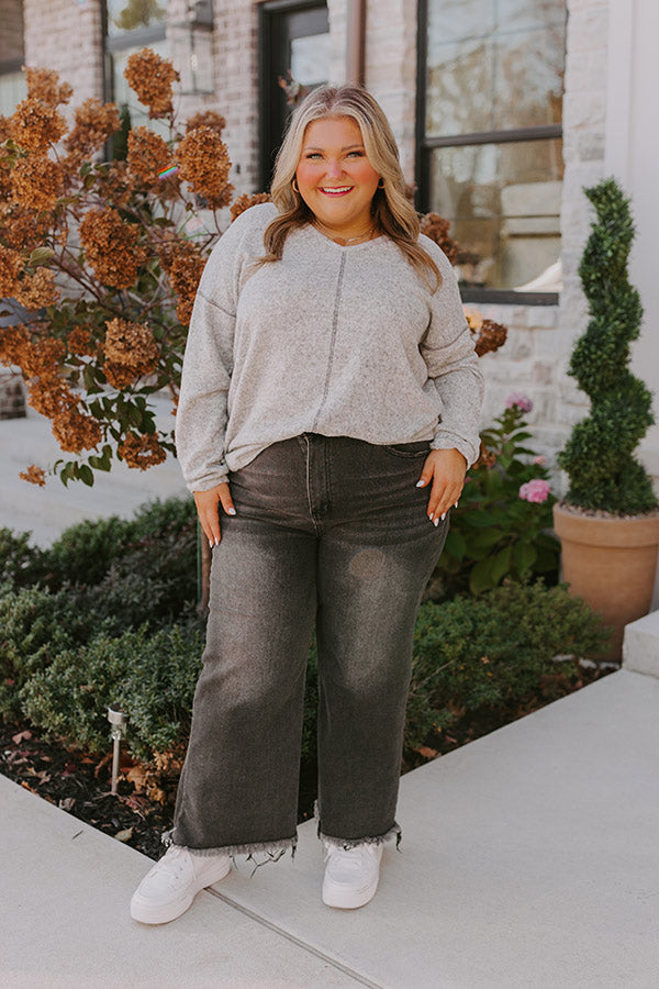 Premium Cozy Coast Shift Top - Grey Curves Plus Size