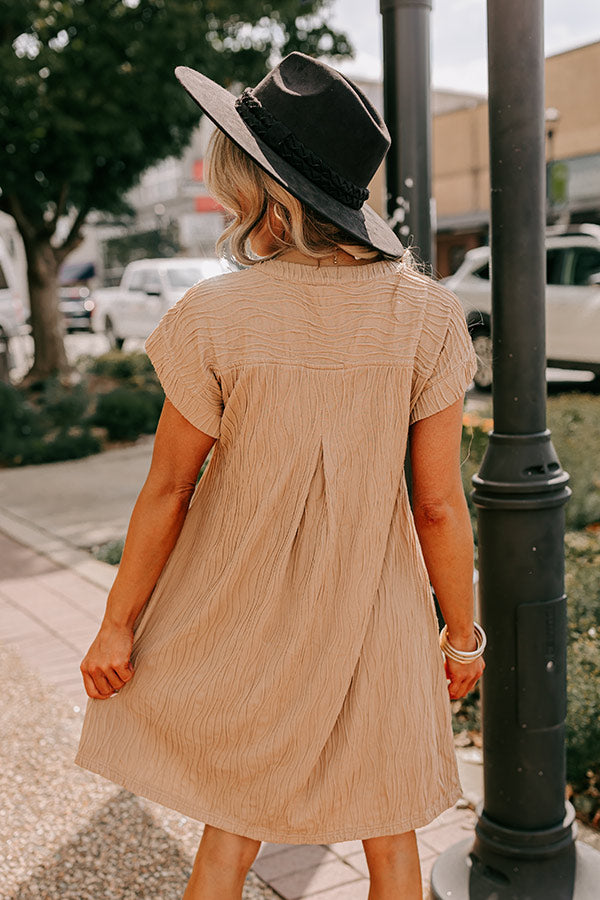 Ultimate Weekend Escape Shift Dress in Warm Taupe