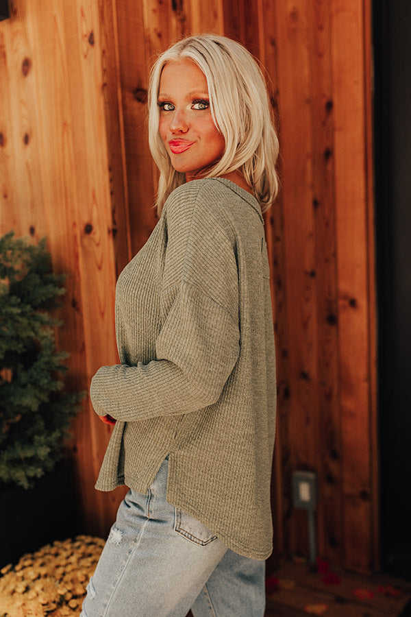 Ultimate Cozy Ribbed Tee in Sage - Everyday Essential