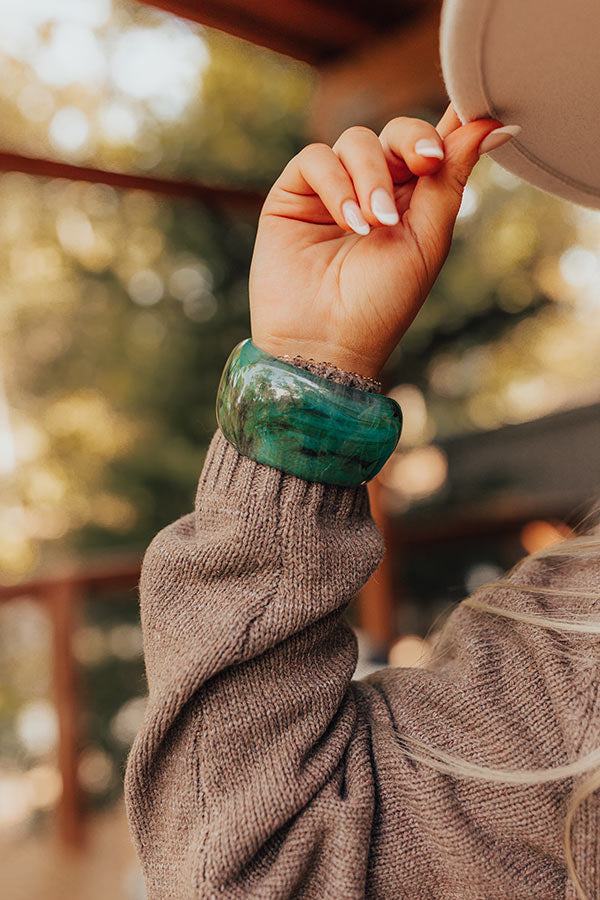 Premium Boho Vibe Green Marble Bangle Bracelet