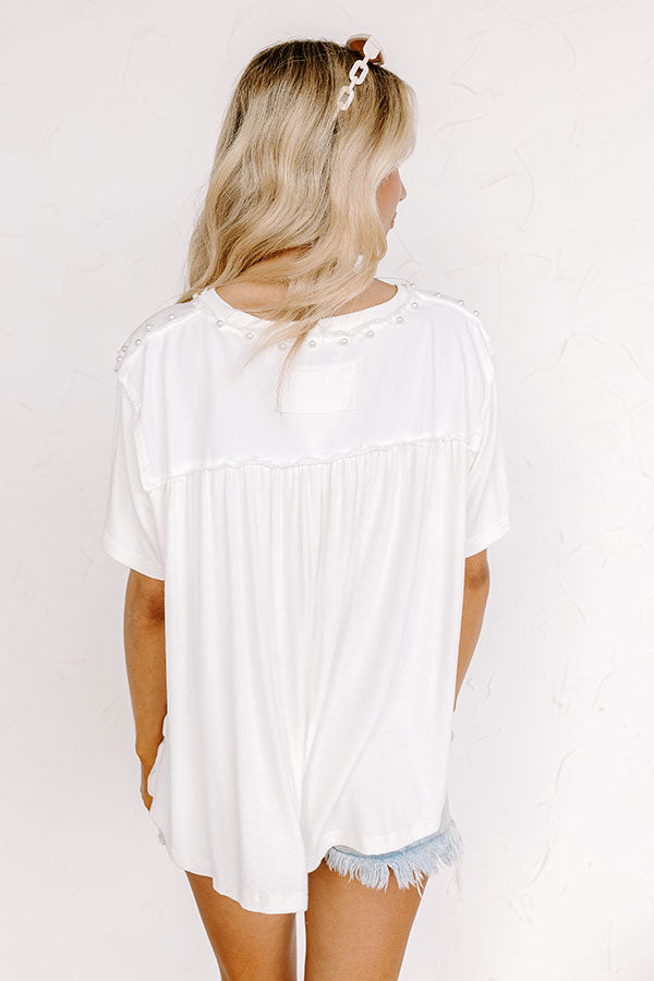 Premium Poised Romance Embellished Top - Ultimate White Elegance